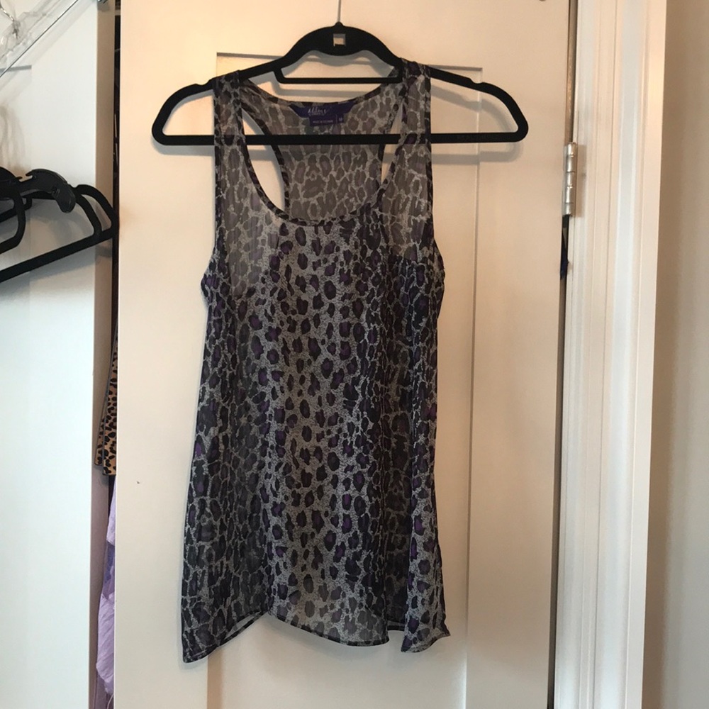 Miley Cyrus top black and purple Cheetah print M
